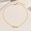 Brass Micro Pave Clear Cubic Zirconia Arabic Alphabet Pendant Necklaces for Women VF6058-2