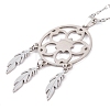Woven Net/Web with Feather 304 Stainless Steel Pendant Necklaces for Women NJEW-G087-04P-2