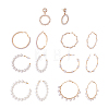 Kissitty 7 Pairs 7 Style Resin Pearl Beaded C-shape & Ring Dangle Stud Earrings FIND-KS0001-16-9