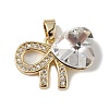 Real 18K Gold Plated Rack Plating Brass Micro Pave Clear Cubic Zirconia Pendants KK-C015-26G-2