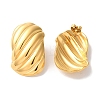 Stripe Oval Ion Plating(IP) 304 Stainless Steel Stud Earrings for Women EJEW-L287-026G-2