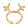 Christmas Deer Alloy Open Cuff Rings for Women RJEW-C106-01B-KCG-3