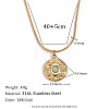 316L Surgical Stainless Steel with Natural Amazonite Pendant Necklaces WGEA815-05-1