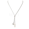 Summer Beach 304 Stainless Steel Starfish Pendant Lariat Necklaces with Shell Pearl NJEW-JN06604-02-3