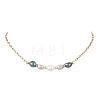 Natural Pearl Rice Beaded Necklaces with 304 Stainless Steel Paperclip Chains NJEW-JN05977-01-2