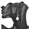 Natural Citrine/Natural Amethyst/Natural Rose Quartz/Natural Amazonite Chip & Natural Keshi Pearl Dangle Earrings EJEW-JE07445-4