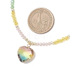2Pcs 2 Styles Colorful K9 Glass Teardrop Heart Pendant Electroplated Glass Faceted Rondelle Beaded Necklaces NJEW-JN05752-3