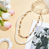 1Pc Imitation Pearl White Round Beaded and Alloy Colorful Rhinestone Flower Link Chain Belts for Pants HJEW-ME0001-23-4