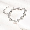 Heart Brass Micro Pave Cubic Zirconia Link Chain Bracelets BJEW-L715-01P-01-2
