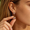 Brass Micro Pave Cubic Zirconia Stud Earrings LS-CU-CBA2AB4-01G-3