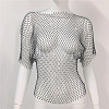 Polyester Cyrstal Rhinestone Short Sleeve Shirt Body Chains WG96638-12-1