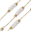 Handmade 304 Stainless Steel ABS Plastic Pearl Beaded Round Link Chains CHS-L032-01G-05-1