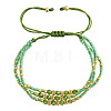 Adjustable Glass Seed Bead & Glass & Brass Beads Multi-Strand Bracelets for Women HR1151-1-4
