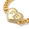 Brass Micro Pave Clear Cubic Zirconia Heart Cuban Link Chains Bracelets for Women BJEW-M322-01G-2