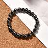 Synthetic Hematite Round Beaded Stretch Bracelet BJEW-F203-10-5