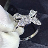 Bowknot Brass Micro Pave Clear Cubic Zirconia Finger Rings for Women FS-WGD928F-03-4