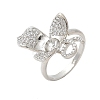 Flower Brass Micro Pave Cubic Zirconia Cuff Ring Settings KK-K297-08P-1