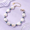 Natural Baroque Pearl Keshi Pearl & Dyed Natural Malaysia Jade & Brass Beaded Bracelets for Women BJEW-JB13793-1
