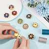8Pcs 8 Colors Flower Brass & Glass Rhinestone Cufflinks FIND-CY0002-39-3