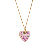 304 Stainless Steel Enamel Printed Mom Heart Locket Pendant Necklaces for Mother's Day Gift WG641EA-09-1