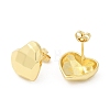 Brass Faceted Heart Stud Earrings for Women EJEW-K248-10G-2