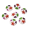 Ocean Printed Natural Freshwater Shell Flat Round Beads SHEL-A006-13F-1