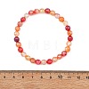 Natural Banded Agate Round Beaded Stretch Bracelets for Women BJEW-JB14071-4