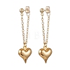 Heart with Chain Charm Brass Earrings EJEW-JE06115-3