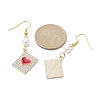 Alloy Crystal Rhinestone Rectangle with Heart Dangle Earrings EJEW-JE05491-02-2