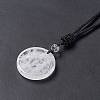 Natural Quartz Crystal Flat Round with Hexagon Pendant Necklace with Nylon Cord for Women NJEW-P274-05-07-2