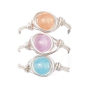 Natural Selenite Dyed Finger Rings RJEW-JR01017-02-3