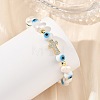Evil Eye Lampwork and Natural Cultured Freshwater Pearl Beaded Stretch Bracelets BJEW-JB14283-01-2
