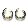 Brass Micro Pave Cubic Zirconia Huggie Hoop Earrings KK-R137-015A-NF-1