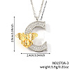 Brass Micro Pave Clear Cubic Zirconia Bee Initial Pendant Necklaces FS-WGF5E80-03-1