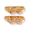 Brass Pave Clear Cubic Zirconia 3-Hole Spacer Bars KK-K422-21G-1