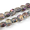 Full Rainbow Plated Electroplate Transparent Glass Beads Strands EGLA-G037-01A-FR02-1