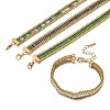 304 Stainless Steel & Glass Wheat Chain Double Layers Bracelets for Women BJEW-F540-08G-2
