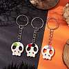 Skull Synthetic Turquoise & Flower Resin Keychain KEYC-JKC00844-2