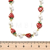 Brass Enamel Red Strawberry Link Chain Necklaces for Women NJEW-JN06121-4
