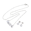 304 Stainless Steel Cubic Zirconia Pendant Necklaces & Stud Earrings for Women SJEW-B022-01P-4
