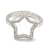 Star Rack Plating Brass Micro Pave Cubic Zirconia Adjustable Rings for Women RJEW-F162-13P-2