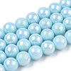 Electroplate Opaque Glass Beads Strands GLAA-T032-P8mm-AB10-1