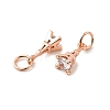 Brass Micro Pave Cubic Zirconia Charms ZIRC-G133-04RG-1-2