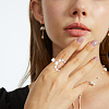 ANATTASOUL 4Pcs 4 Styles Plastic Imitation Pearl Beaded Open Cuff Ring RJEW-AN0001-18-6