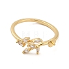 Leaf Brass Micro Pave Cubic Zirconia Cup Peg Ring Settings for Half-drilled Beads KK-NH0009-03G-2