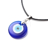 3Pcs 3 Size Lampwork Evil Eye Pendant Necklaces Set with Waxed Cords for Women NJEW-JN03954-6