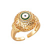 Brass Micro Pave Cubic Zirconia Enamel Cuff Open Rings for Women WG5EFAC-05-1