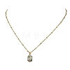 Natural Paua Shell Geometric Pendant 304 Stainless Steel Satellite Chain Necklaces NJEW-JN06352-3
