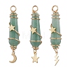 3Pcs 3 Styles Natural Green Aventurine Pointed Copper Wire Wrapped Faceted Bullet Big Pendants PALLOY-JF03572-02-1