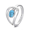 Oval Brass with Synthetic Turquoise Finger Rings FS-WG5DC9A-04-5